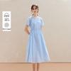 INMAN Linen-Cotton Lace Patchwork A-line Dress