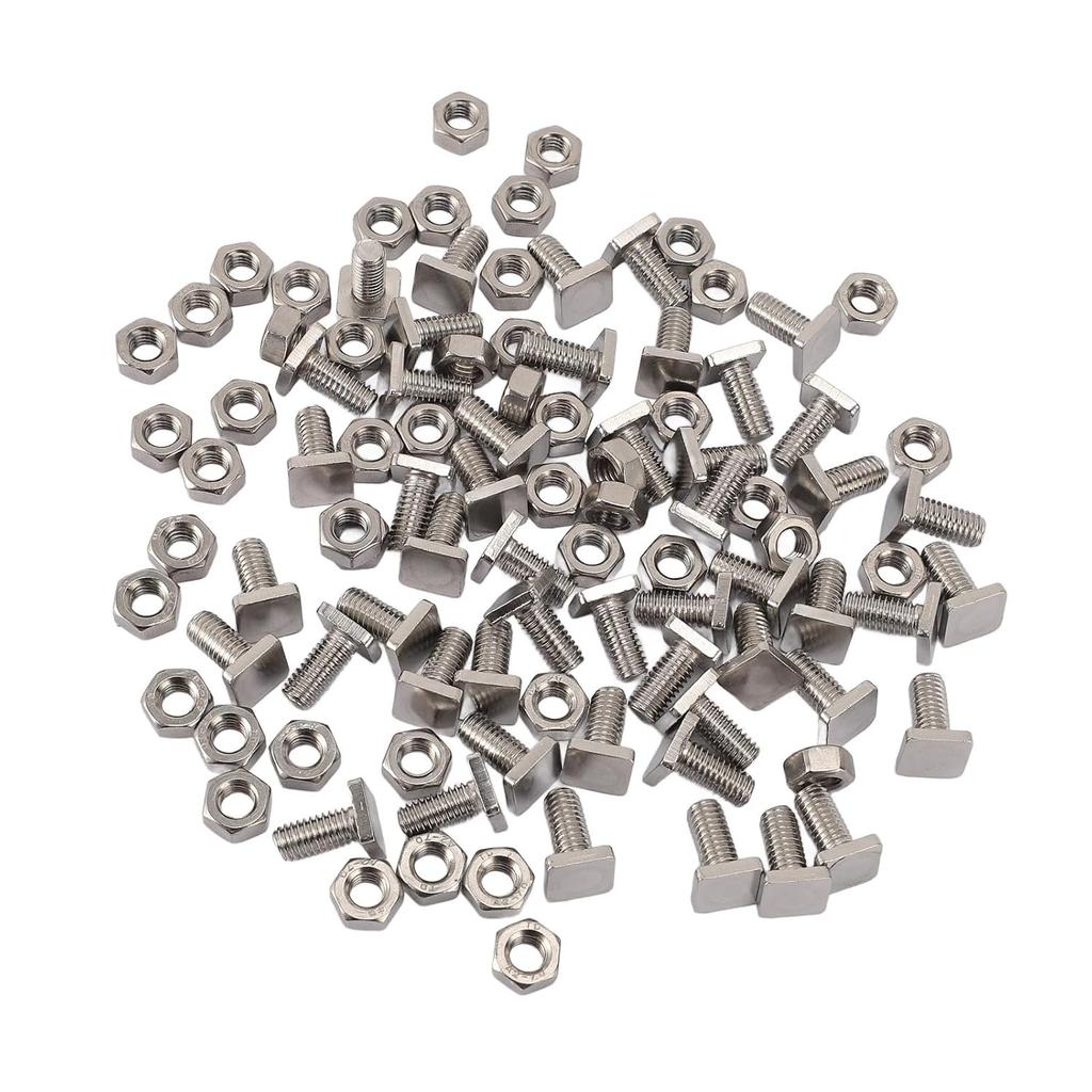 50 Sets Greenhouse Nuts and Bolts, Stainless Steel Ex Nuts and T Bolts Greenhouse Screws M6 X 13 Screws M6 Nuts Tool Assortment Set for Installing