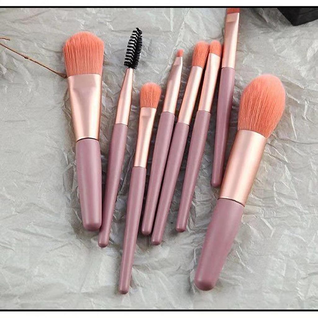 8-Piece Travel Makeup Brush Set: Beginner-Friendly Eyeshadow & Blush Brushes for Convenient Application