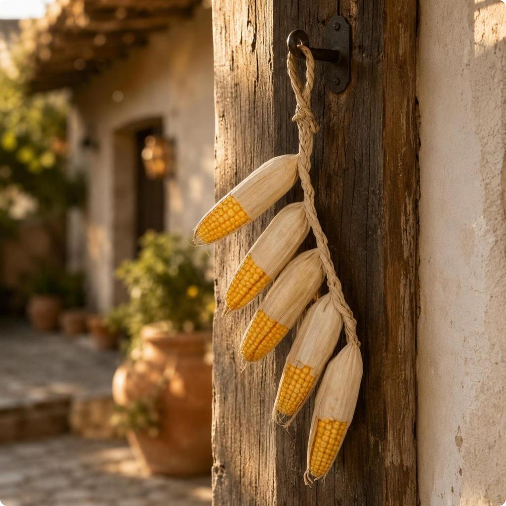 Corn Hanging Decoration Rustic Farmhouse Style Ornamental Strand Beige Husks Vegetable