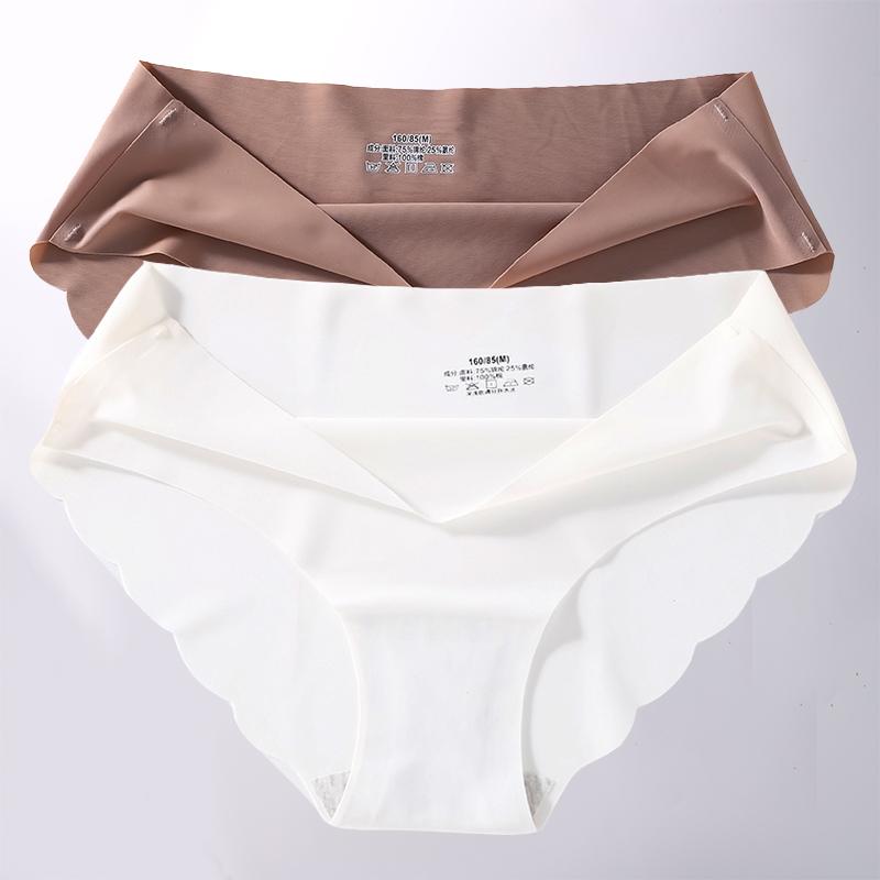 2 Stück/Set M-XL Nahtlose Eis-Seide Sexy Damen Slips Pantys 7 Unifarben Atmungsaktive Pantys Unterwäsche Für Mädchen Dessous