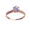 Purple Gold Single Diamond Zircon Ring Luxury Simple Snowflake Ring Rose Gold Plated Ring Jewelry