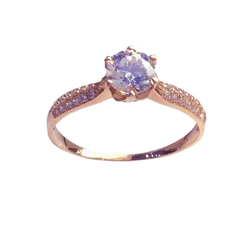 Purple Gold Single Diamond Zircon Ring Luxury Simple Snowflake Ring Rose Gold Plated Ring Jewelry