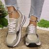 Large size slope heel platform sports and leisure shoes women's new fashion splicing four-season single shoes