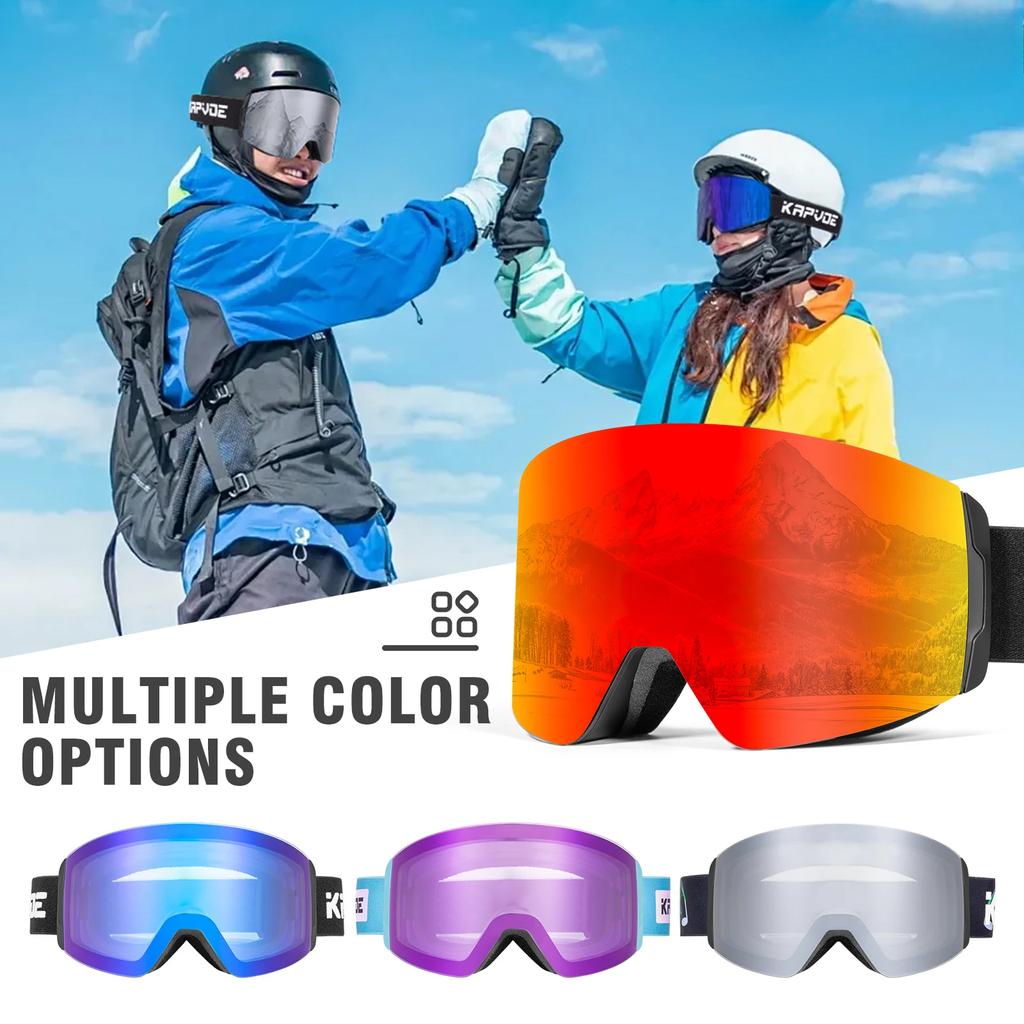 Gafas de Esquí Adaptables Luz Roja Azul para Hombres y Mujeres Gafas de Esquí Activas Antivaho Gafas de Esquí Magnéticas Protección UV Protección 400 Gafas de Nieve