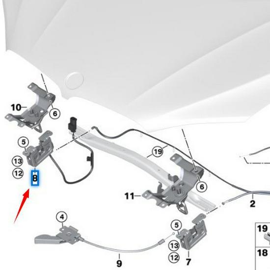 BMW X5 F15 Hood Lock Block - 51237308068
