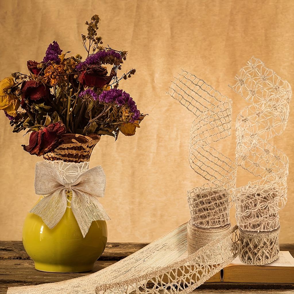 4 Rolls Natural Hemp Rope Lace Net |Decorative Woven Ribbon for DIY Crafts, Wedding Decor, Home Decor |  Parties, Gift Wrapping