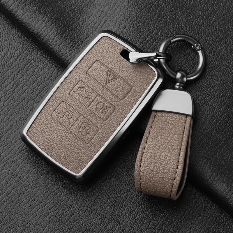 Metal and Leather Car Key Case Cover For Land Rover Range Rover Discovery Evoque Sport Velar Key Protection Shell Accessories