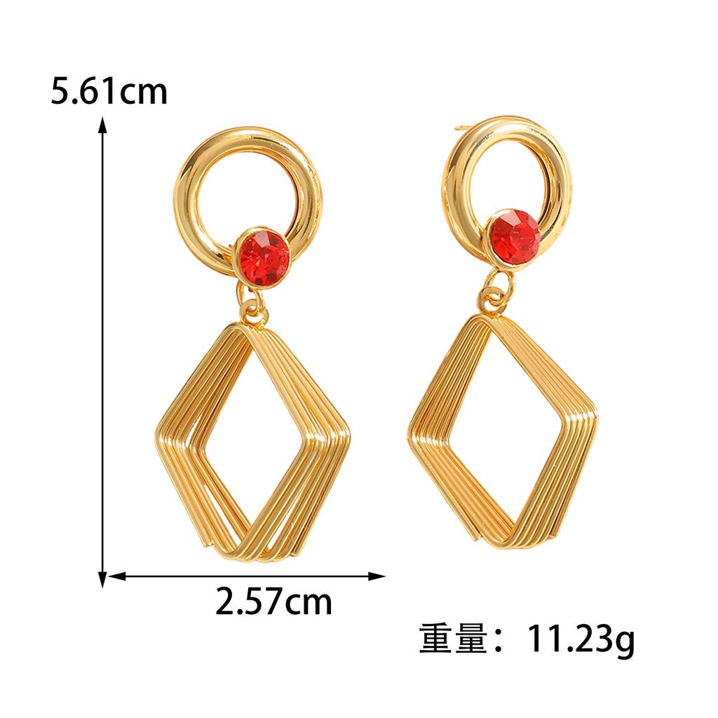 European and American Geometric Rhombus Zircon Earrings Women's Light Luxury Temperament High-end Women's Stud Earrings and Ear Jewelry