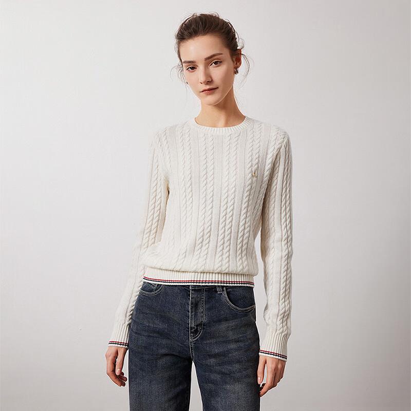 Navicare Women's Solid Long-Sleeve Round-Neck Wool Sweater