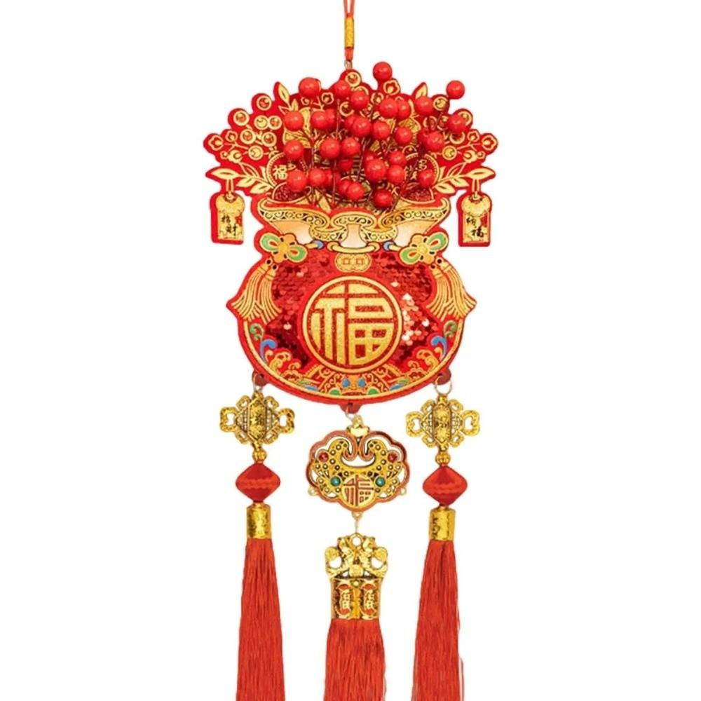 Lucky Bag Shape Chinese New Year Decoration Traditional Creative Spring Festival Pendants Blessing with Tassel
