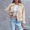 Women's Khaki Short Trench Coat with Epaulets
