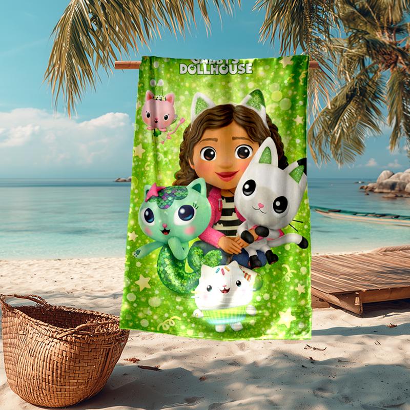 Ultra-Soft Beach Towel with Gabby’s Dollhouse Theme,Ideal for Pool - Camping, Diving - Perfect Travel Essential, Vibrant Beach Towel.