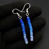 Natural Blue Multi Fire Ethiopian Opal Cabochon Beaded Earrings, 925 Silver , Rainbow Gemstone