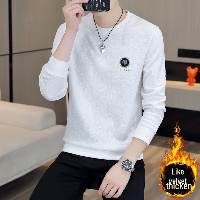 Men's Velvet Slim-Fit Long-Sleeve Sweatshirt for Spring & Autumn