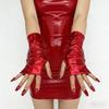 Solid Color Fingerless Mittens Imitation Leather Rock Gloves Punk Style Short Gloves  Friend Gift