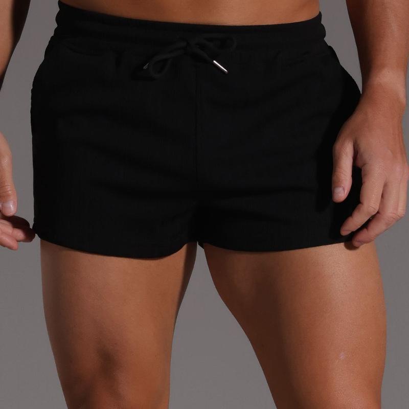 

2026 Quick-Dry Vertical Stripe Ultra-Short Pants for Men, Sports, Casual, Fitness, 2-Point Pants, Beach Pants M чёрный