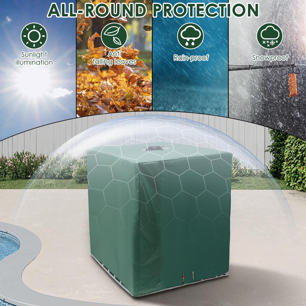 IBC Tote Cover Waterproof 1000 Liter Rainwater Container Rain Dustproof Water Tank Cover Oxford Cloth Outdoors UV Protection