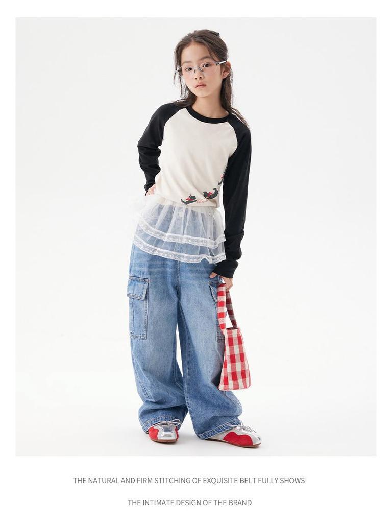 Children's Casual Straight-Leg Jeans, Autumn 2025 - Korean Style Trend, Loose Fit