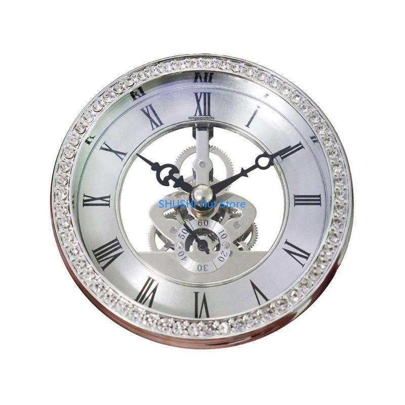

100mm Desk Clock with Quiet and Luxurious Crystal Detail Wrought Metal Clocks for Business Professional Table Clock D57B срібний
