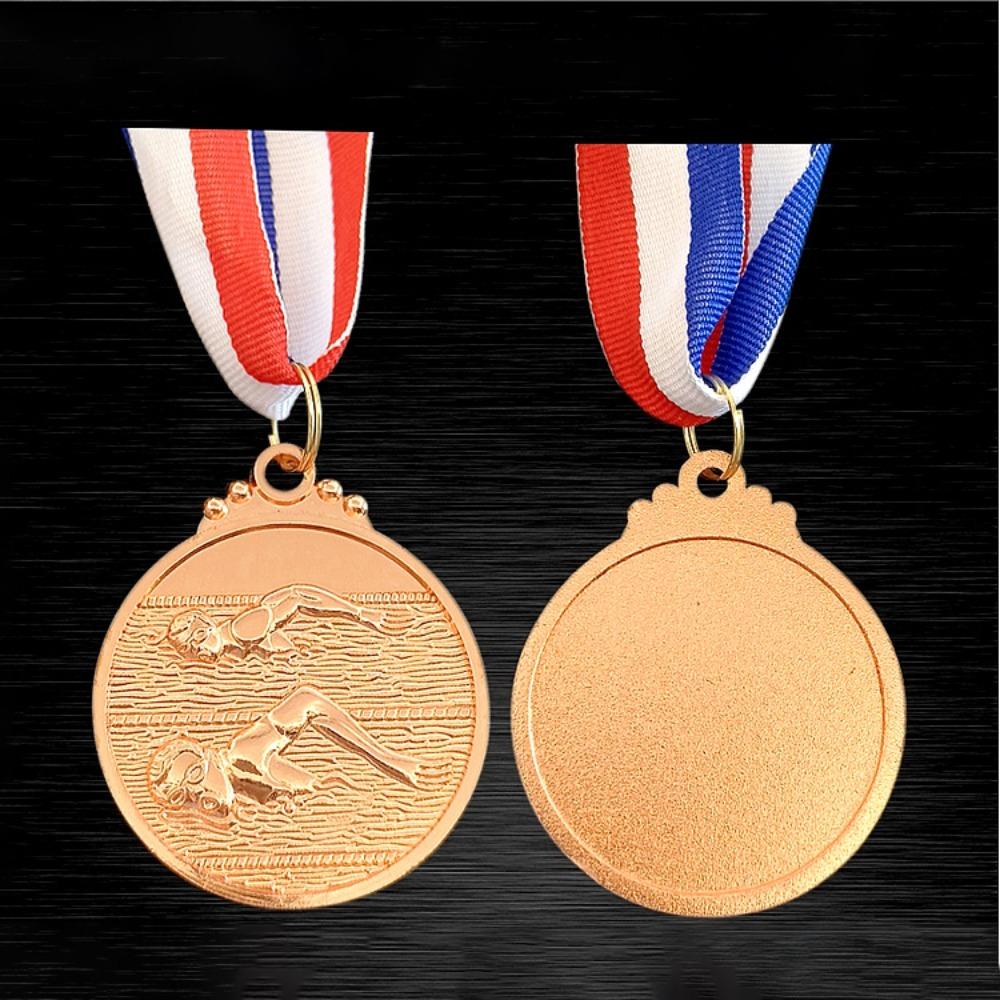 Neck Ribbon Swimming Competition Medal 5cm Diameter Sports Award  Training Awards 1PC медный
