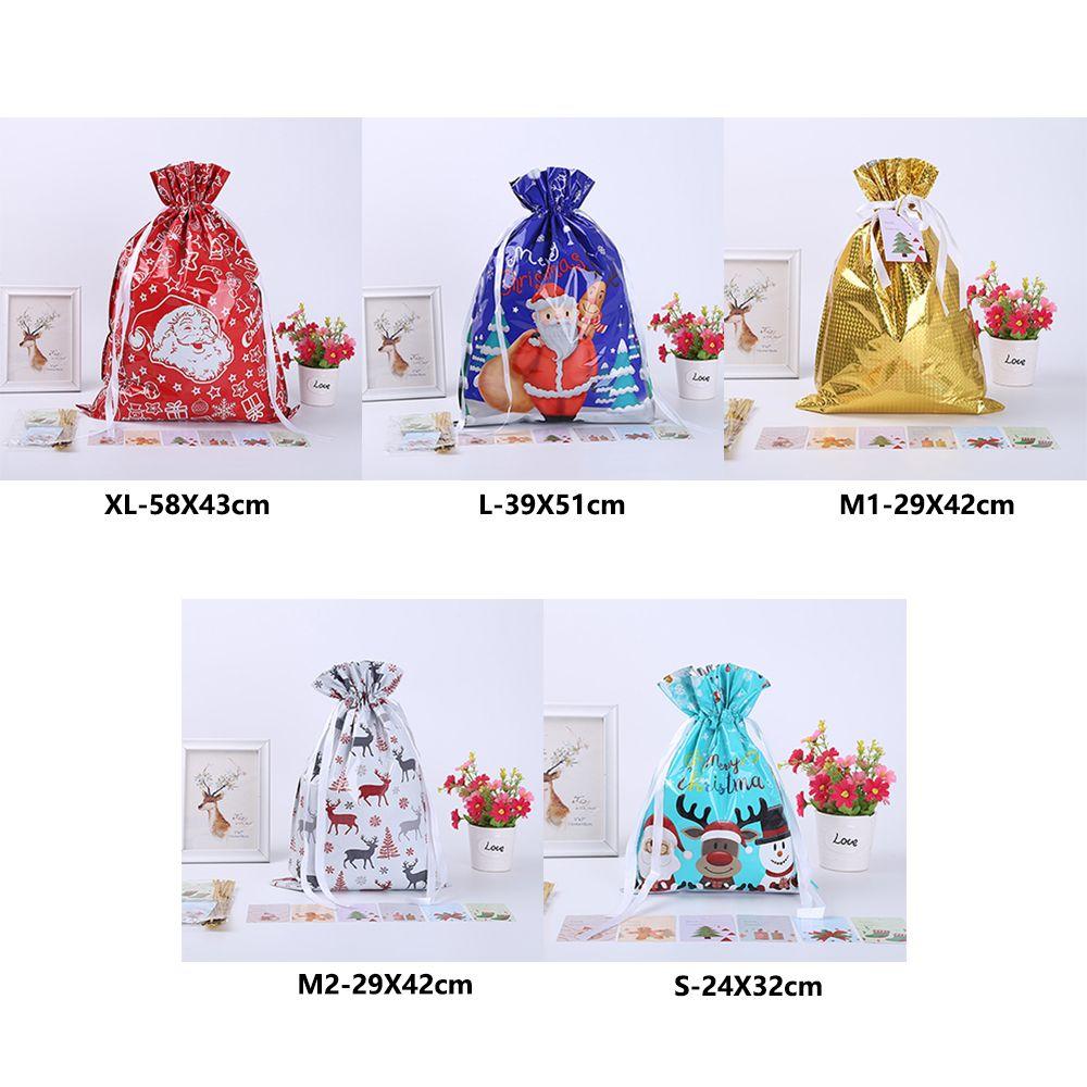 5PCS Reusable Christmas Sacks Santa Claus Baking Packaging Christmas Candy Bags Drawstring Bags Cookies Storage