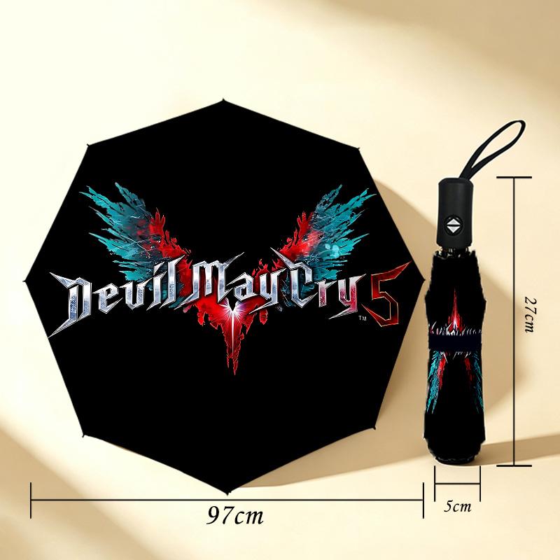 Devil May Cry 8 Ribs 3Fold Black Glue Uv Protection Umbrella Sun Protection Rainproof Compact Folding Umbrella For Travel Daily Use C923935