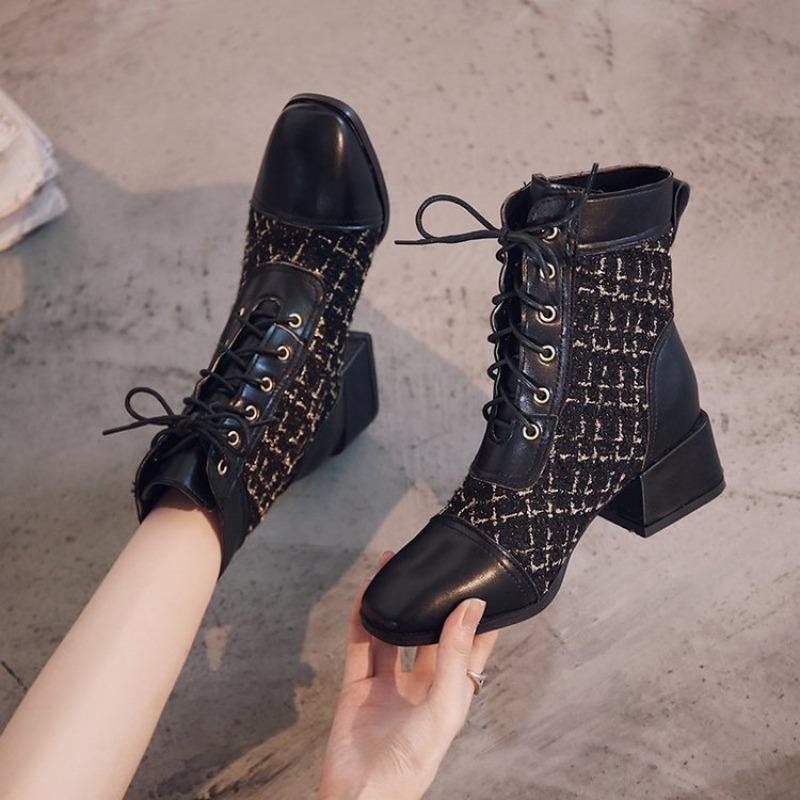 Autumn Winter Women Mid-calf Boots Fashion Zipper Women High Heel Ankle Boots Europe America Hot Sale Female Coarse Shoes Mujer