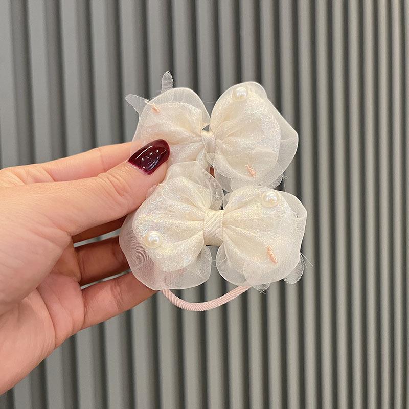 

Весенние заколки для волос в корейском стиле: Помятый марлевый бант, жемчуг и бабочка, головной убор для девочки