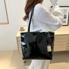 Trendy commuter bag autumn new simple laser casual large capacity personalized shoulder tote handbag