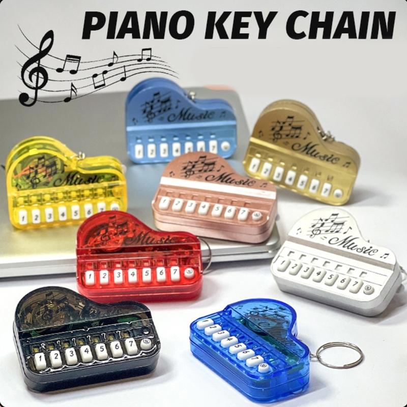 Playable Miniature Piano Keychain Toy For Children Portable Musical Instrument With LED Light Safe Plastic Design