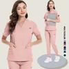 Zdravotnický uniformní oblek Krátký rukáv V-výstřih Topy+jogger kalhoty Set Ošetřovatelská uniforma Dámská Vícebarevná Pet Doctor Scrub Lékařské pracovní oblečení