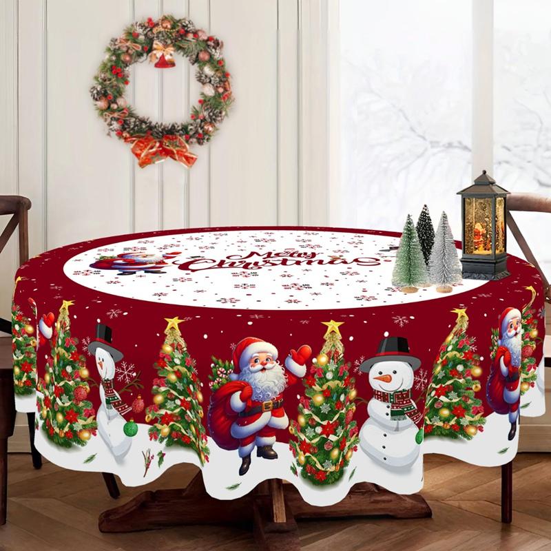 Christmas Tablecloth New Year 2026 Santa Claus Snowman Navidad Table Cover Christmas Party Table Decoration for Home 2026 Gifts