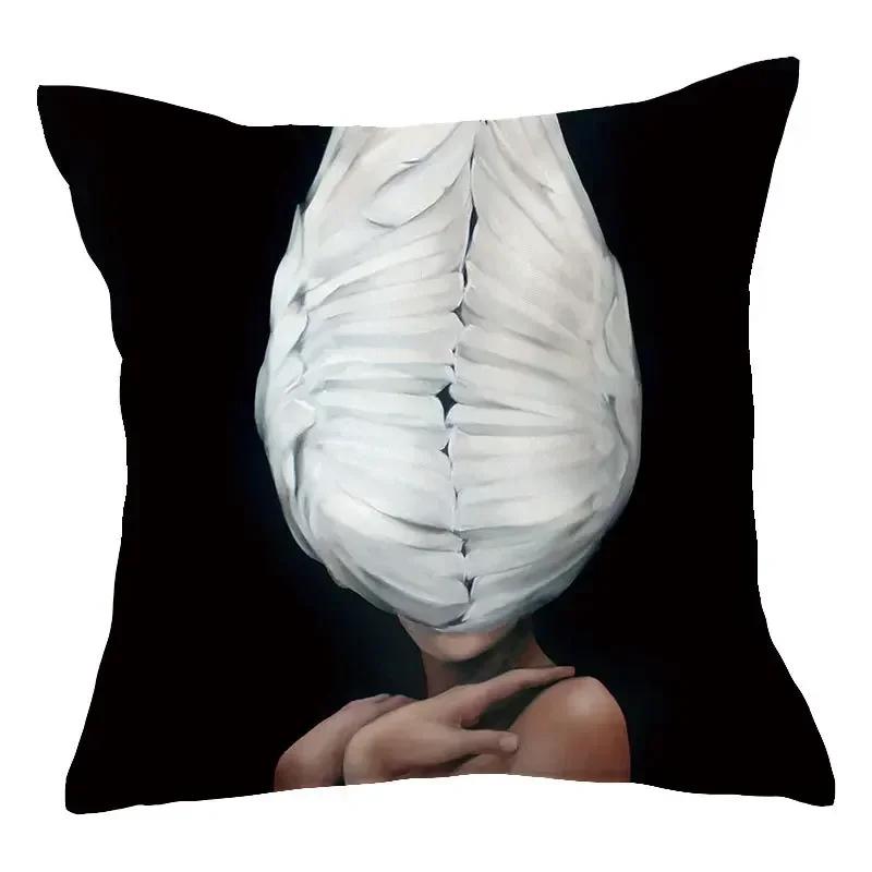 40/45/50cm Sexy Women Print Cushion Cover Decor Sexy Flower Feather Print Sofa Pillowcase Bedroom Home Pillow Case