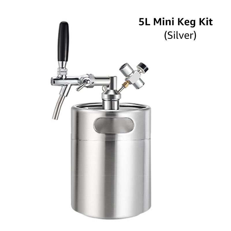 3.6L /5L Mini Keg Growler Kit, 0-60 PSI Co2 Regulator & Flow Control Beer Tap Dispenser,Carbonation Fresh Beer In This Summer