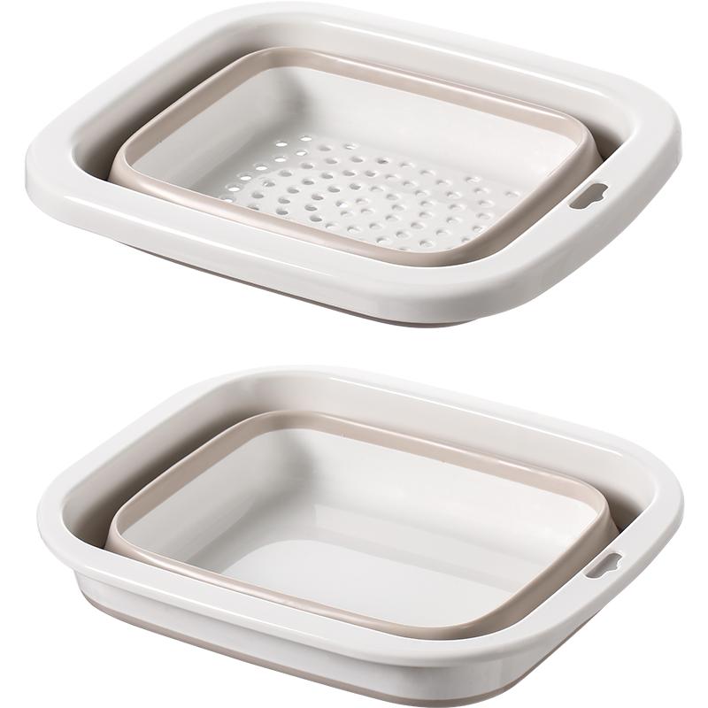 

Double-Layer Retractable Draining Basket Hot Sale Foldable Kitchen Utensil for Fruit Vegetable Washing Durable Household