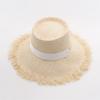 Spring and summer new raffia tether flat top large brim rough edge straw hat outdoor travel beach sun protection light