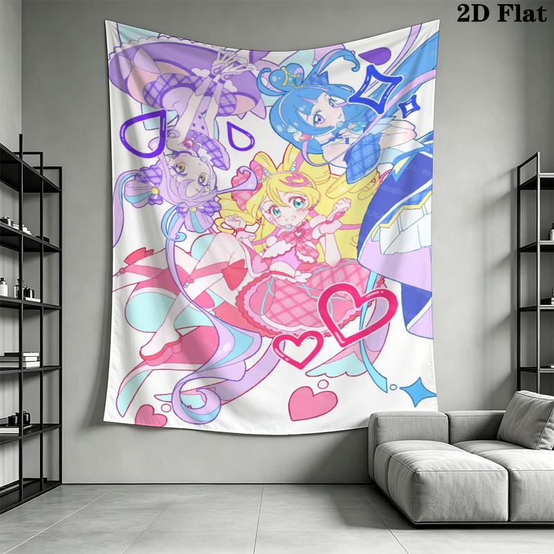 Pretty Cure Wall Tapestry Aesthetic Wall Hanging Printed Fabric Blanket Decorative Tapestries for Bedroom Living Room Home Decor