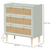 Bedroom Dresser with 3 Drawers, Rattan Fronts, Clothes Dresser for Hallway, Entryway, MDF, Green