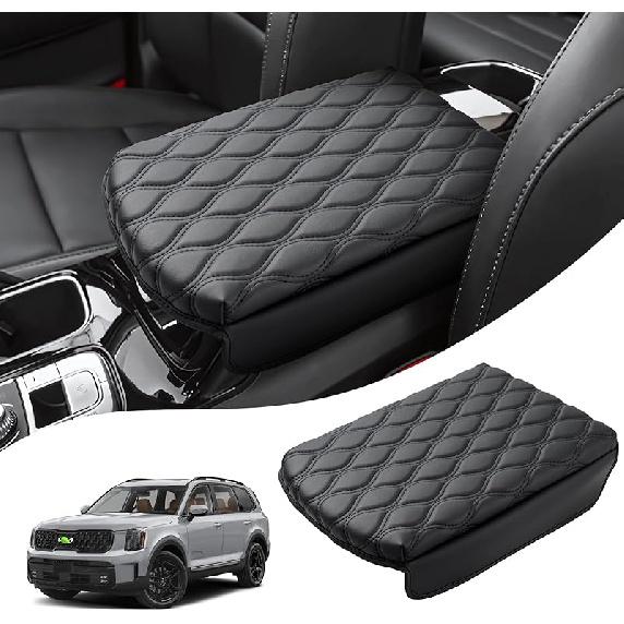 Autorder Center Console Cover For -2024 2025 2026 Kia Telluride Accessories Armrest Cushion Cover Nappa Leather Middle Console Covers Telluride