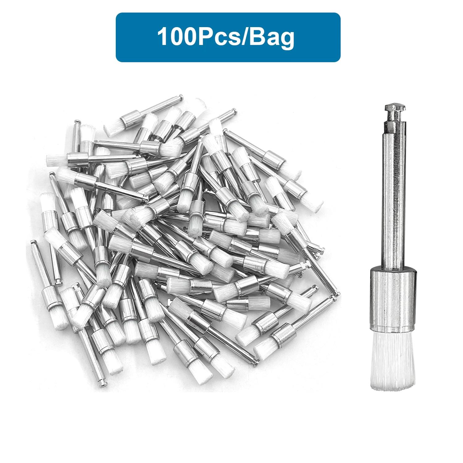 

Durable And Safe 100Pcs/Bag Dental Materials Prophy Prophylaxis Brush Colour White Nylon Polishing Brushes Ra Shank Dentistry Polisher