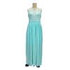 O-neck Waist Tight Sleeveless Draped Hem Chiffon Dress Elegant Crochet Lace Patchwork Long