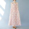 Summer Plus Women's Retro Artistic Loose Print Sleeveless Cotton Linen Dress Vest Suspender Casual Dresses