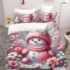 Christmas Snowman Pattern 3D Printed Bedding Set Cute Pink Style Duvet Cover Set Soft Comfortable Home Luxury Quilt Cover Set
