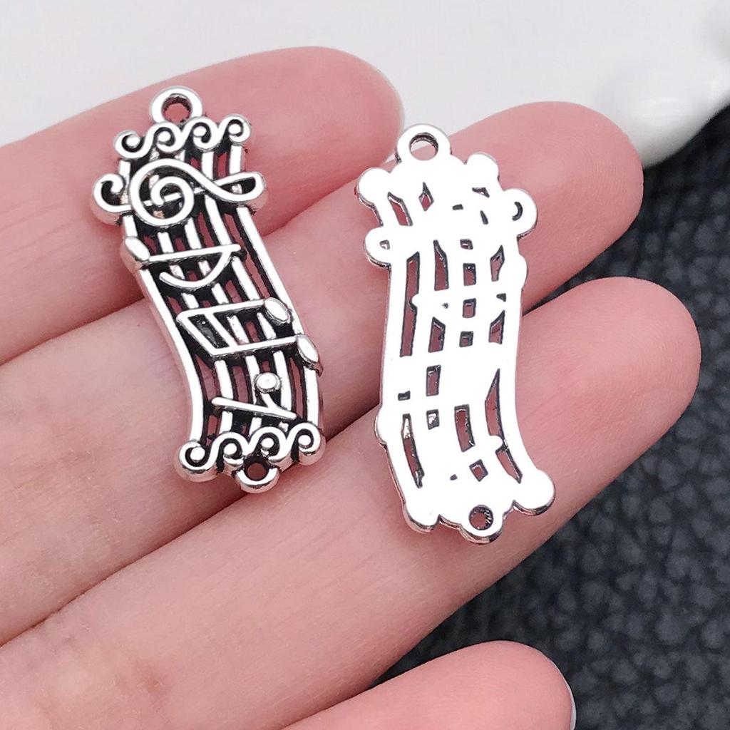 Mixed 30-Piece Musical Instrument Alloy Pendant Set with Guitar, Notes, and Mini Music Jewelry Accessories