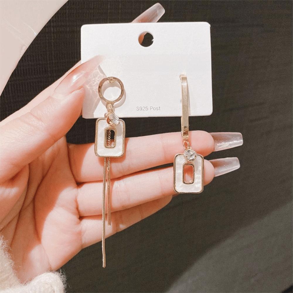 Crystal Long Tassel Dangle Earrings Trendy Women Stud Earrings Vintage Asymmetric Earrings Female