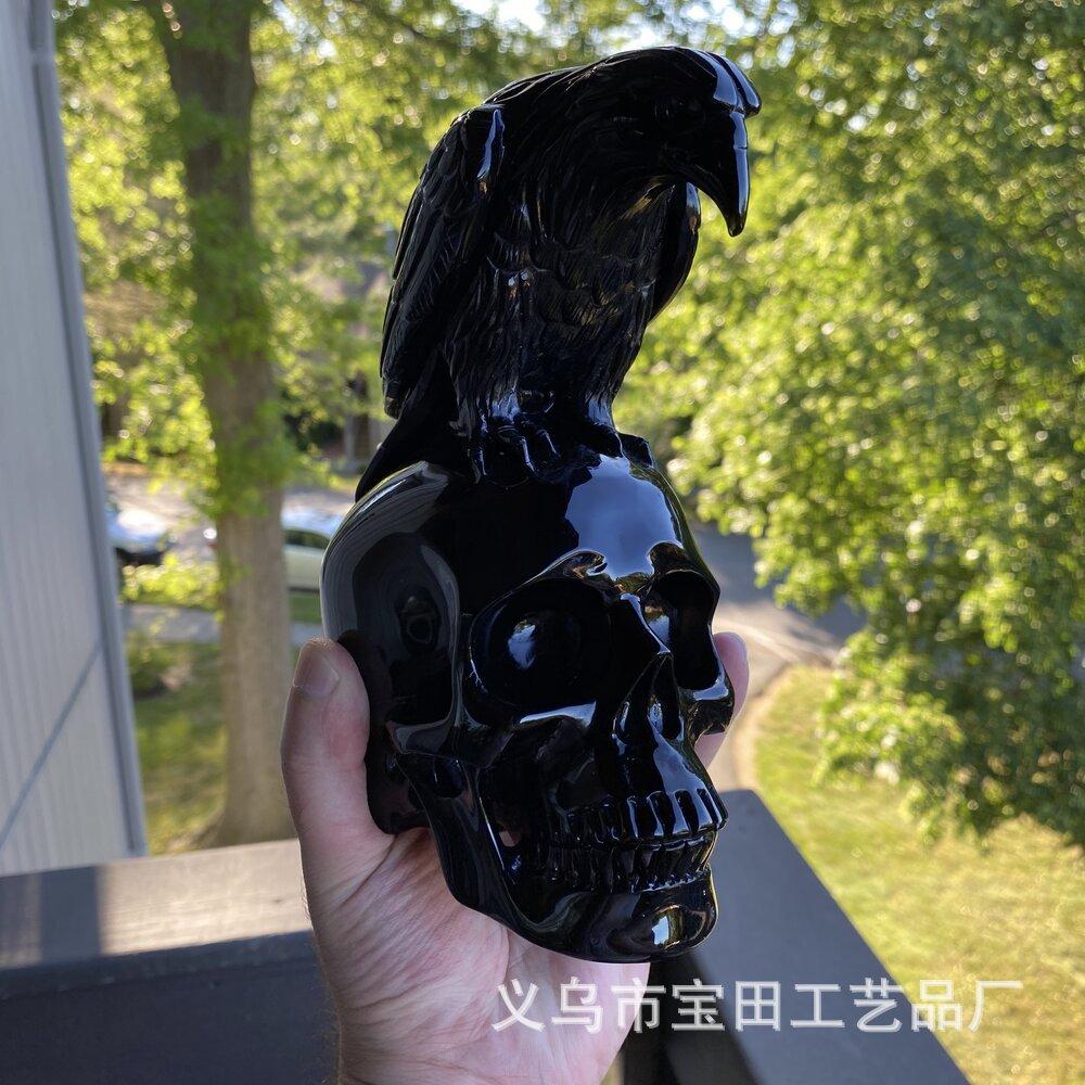 Halloween Skull Garden Home Decoration Crow Skull Resin Crafts Ornament Atmosphere Decoration Sculpture