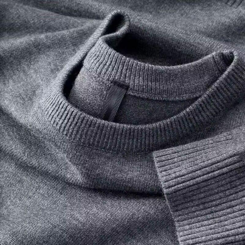 Spring New Style Men's Slim  Solid Color Round Neck Simple Fashionable and Comfortable Sweater