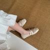 2025 spring and autumn new niche cross belt buckle sweet cool bow Mary Jane shoes inner height increase ballet single shoes women