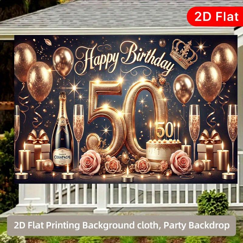 2D flat surface a single piece of 50th birthday background fabric multi-purpose for festivals and outdoor events
